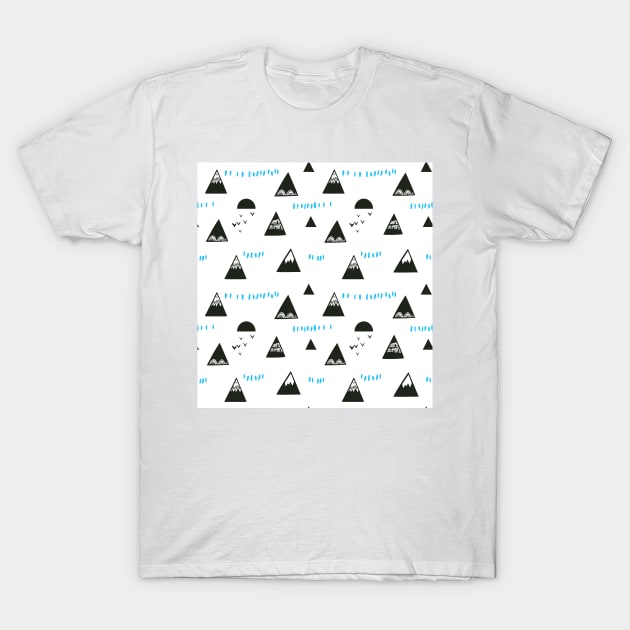 In naive style. Mountains and birds. T-Shirt by Silmen